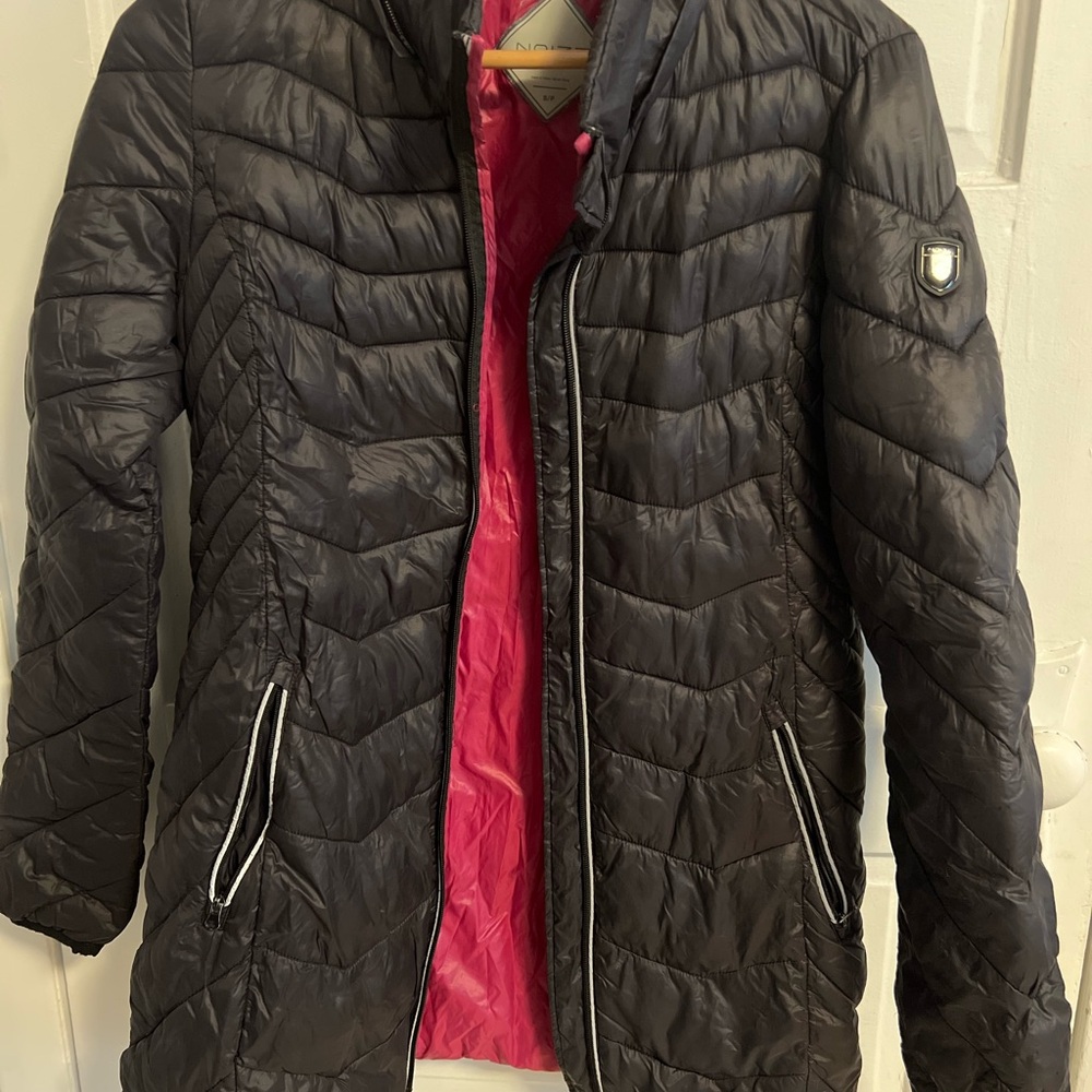 Noize Black and Pink Puffer Jacket with Insulated Design